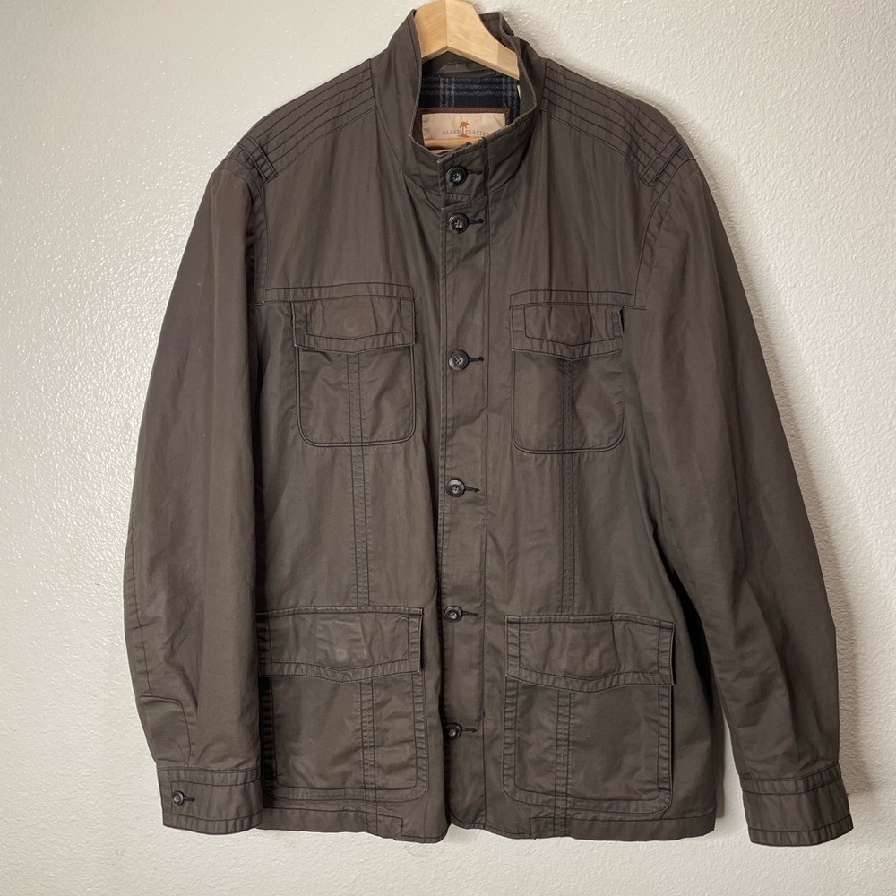 Tommy Bahama Men's Harbor Point Field Brown Chore Jacket Size L 100% Cotton